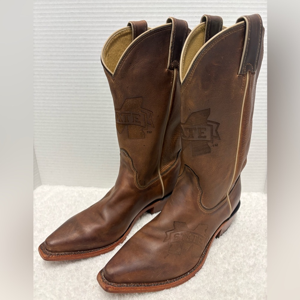 Nocoma Brown Leather Mississippi State College Cowboy Boots Women’s Size 7